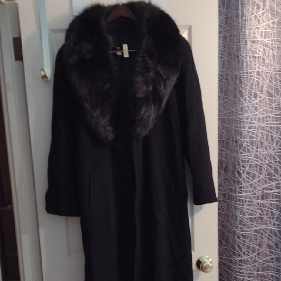 Saks Fifth Avenue Black Reqency Cashmere Blend Coat